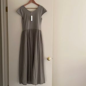 NWT- Black Crane Cap Sleeved Dress 100% cotton